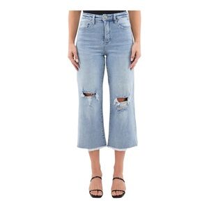 RFM Chloe High Rise Wide Leg Cropped Frayed Jeans